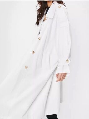 Nasty Gal Don’t Sugar It Belted Trench Coat In White